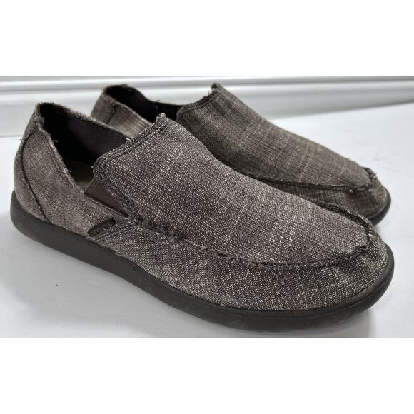 CROCS Santa Cruz Mens Size 8 Gray Canvas Slip On Loafers Boat Shoes - Picture 1 of 6